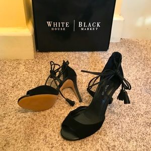 White House | Black Market Black Strappy Heels